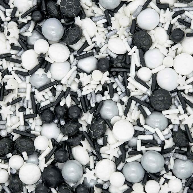 Sprinkles for Cake Decorating Edible Cake Decorations Fancy Soccer Sprinkles, Black and White Cake Cupcake Decorations Ice Cream Toppings for Cupcake Decorating