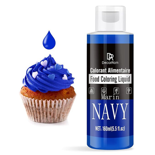 Navy Food Coloring Liquid - Vibrant Liquid Icing Food Coloring Set for Baking, Cake Decorating, Easter Egg, Airbrush - Tasteless Food Dye for Fondant, Slime, DIY Crafts - 5.5 Fl.oz / 160ml Each