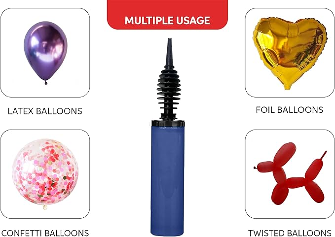 Balloon Pump, Inflator for Balloons, Toy Blower, Foil and Confetti Professional Pumper, Dual Action Hand Air Pump for Balloons.