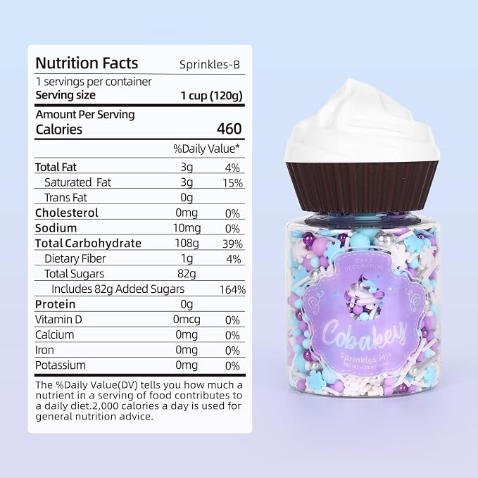 Sprinkles for Cake Decorating, 4.2oz Edible Cake Toppings, White Blue Snowflake Sprinkles for Cupcake Topper, Cookies, Ice Cream, Cake Decorations for