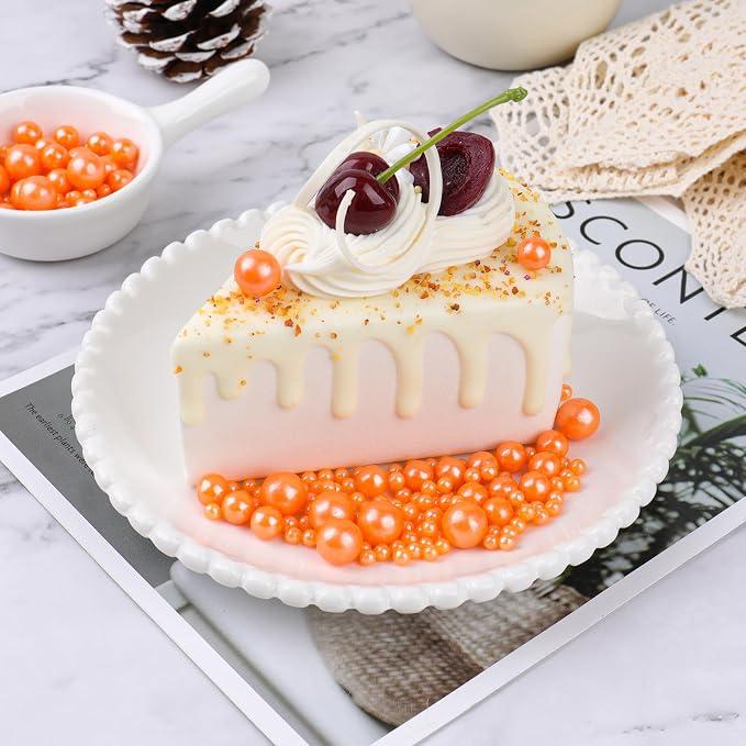 Orange Sprinkles, 7.8oz Edible Pearl Sprinkles for Cake Decorating, Sugar Candy Pearls for Baking, Cookie Decorations & Cupcake Topper, Wedding Party Halloween Supplies (Pumpkin Orange)