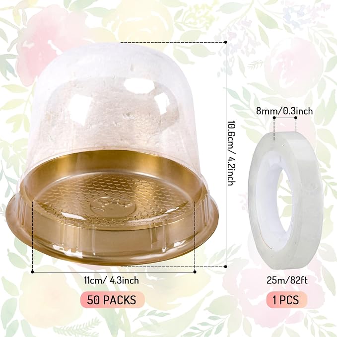 Whaline 50Pcs 4.3Inch Disposable Individual Charcuterie Cup Clear Plastic Cupcake Container Single Dessert Holders with Lids for Food Favor Display Charcuterie Grazing Table Catered Event Wedding