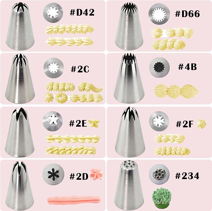 Hendiy 12pcs Large Piping Tips Set | Seamless Stainless Steel, Frosting Icing Tips, Includes Reusable Piping Bag and Coupler