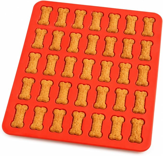 Mrs. Anderson's Baking Silicone Dog Biscuit Pan, 35 Cup, European-Grade Silicone Bakeware, For Bone-Shaped Dog Treats
