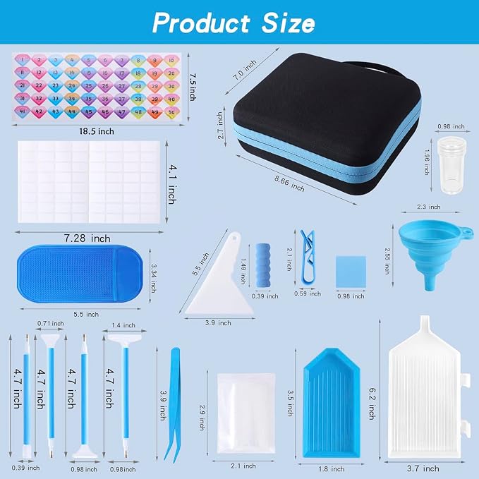 LYMUSUMI 30 Slots Diamond Art Storage Containers for Adults Portable Bead Storage Boxes for Diamond Painting Accessories and Tools（Blue）