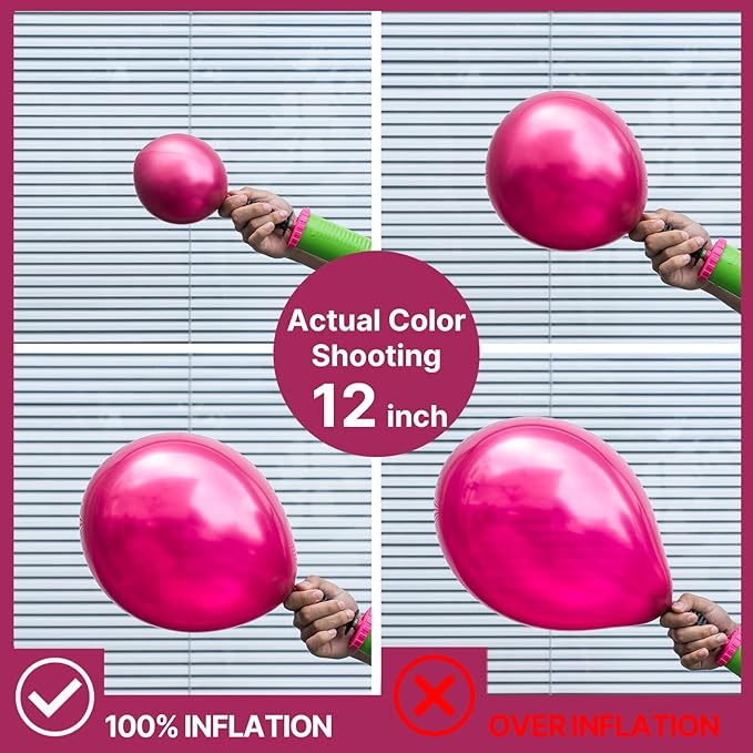 PartyWoo Hot Pink Balloons 140pcs Different Sizes of 18 12 10 5 Inch Metallic Pink Magenta Fuchsia Balloon Arch Kit for Engagement Bachelorette Baby Shower Anniversary Birthday Party Decorations