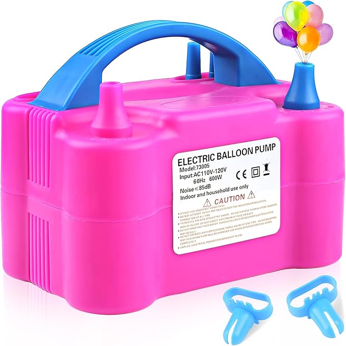 Balloon Pump Electric,110V 600W Balloon Blower Inflator Dual Nozzle Air Pump Balloons Inflator for Decoration, Party, Sport,Gifts:2 Balloon Tying Tools
