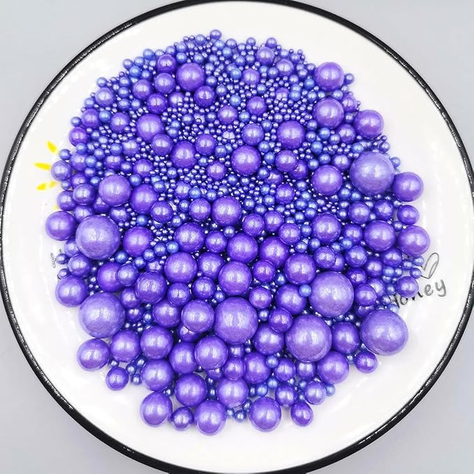 Edible Pearl Sugar Sprinkles Purple Candy Mixing Size Baking Edible Cake Decorations Cupcake Toppers Cookie Decorating Celebrations Wedding Valentines Easter Halloween Christmas Supplies 120g/ 4.23oz