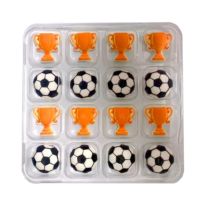 16 PCS Edible Soccer Trophy Icing Cake Decoration Candy Sprinkle Cupcake Topper Ice Cream Cookies Frosting Decoration