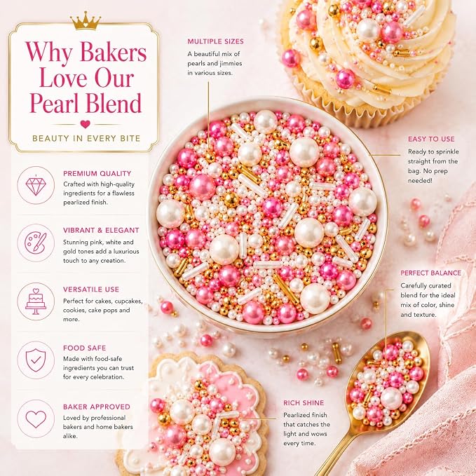 Confect Fusion Mashup Sprinkles – Pink & White Pearl Sprinkle Mix for Cake & Cupcake Decorating – Edible Baking Topping Balls - Vegan, Gluten-Free, Nut-Free, Soy-Free, Dairy-Free, Palm Oil-Free – 4.2 Oz