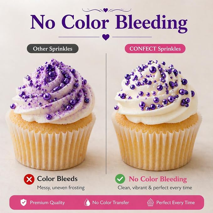 Confect Sprinkles for Cakes & Cupcakes – Fall Bash Purple Sprinkles – Edible Cake Topping for Cupcakes, Cookies, Desserts – Celebration Baking Decoration – Vegan, Gluten-Free, Nut-Free, Soy-Free, Dairy-Free , Handcrafted Sprinkle – 5 Oz