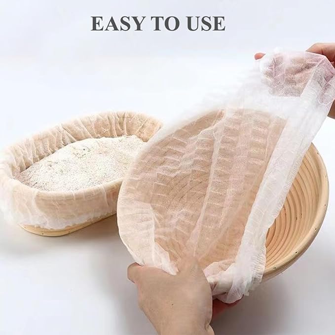 100Pcs Disposable Banneton Liner & Bread Proofing Basket Liners - Non-Stick Elastic Baking Cloth for Sourdough, Rising Dough, Bowl Protection | Bread Making Accessories Kit