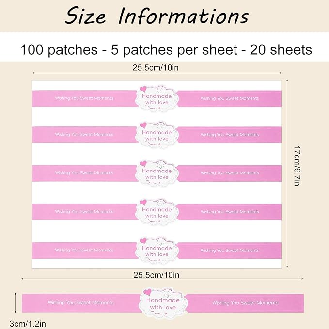 Tamper Proof Stickers 100 Pcs - 8.8 x 1.3 Inch Tamper Resistant Seal Labels for Food Retail Package, Handmade Bakery Candy Artisan Crafts Sealing (Pink)