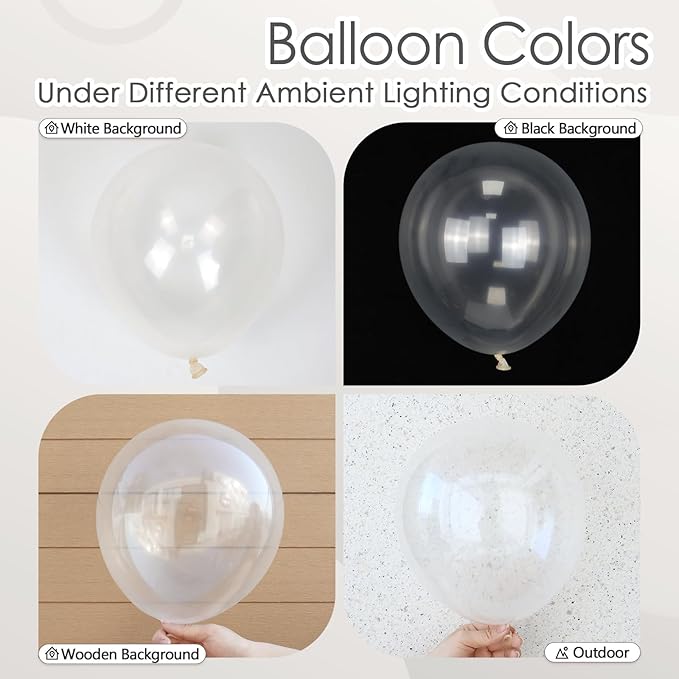120pcs Clear Balloons, 18 12 10 5 inch Transparent Balloons Different Sizes Clear Balloon Garland for Baby Shower Wedding Bridal Shower Birthday Party Decorations