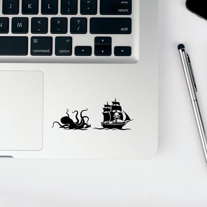 3 x Pirate Ship Car Mirror Decal Black Stickers for Cars Rearview Mirror Decal for Women Cute Decals Vinyl Affirmation Stickers for Window, Tumbler, and Water Bottle