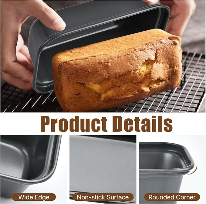 12 Pcs Mini Loaf Pan, Carbon Steel Bread Baking Pans, Nonstick Baking Pans, Tiny Banana Bread Pan for Baking Bread, Meatloaf, Brownies, Pound Cakes (Dark Grey, 6.1 x 3.3 x 1.8 Inches)