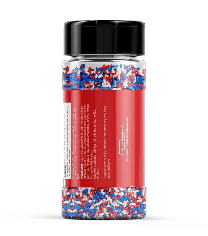 Unpretentious Red, White & Blue Sprinkles (1 Cup), Patriotic Jimmies, Decorative Dessert Topping