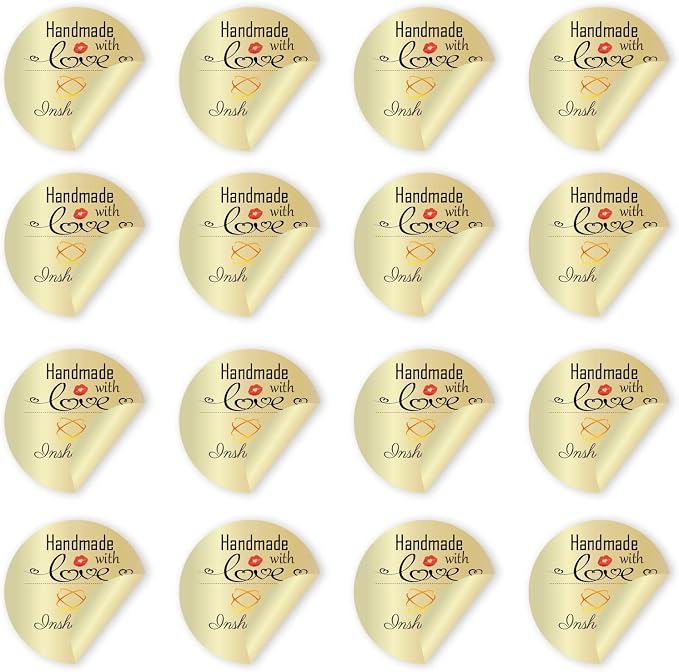 300pcs Custom Stickers Homemade/Handmade with Love Stickers for Business Logo Labels Personalized 1.5inch/2inch (Red Lips)
