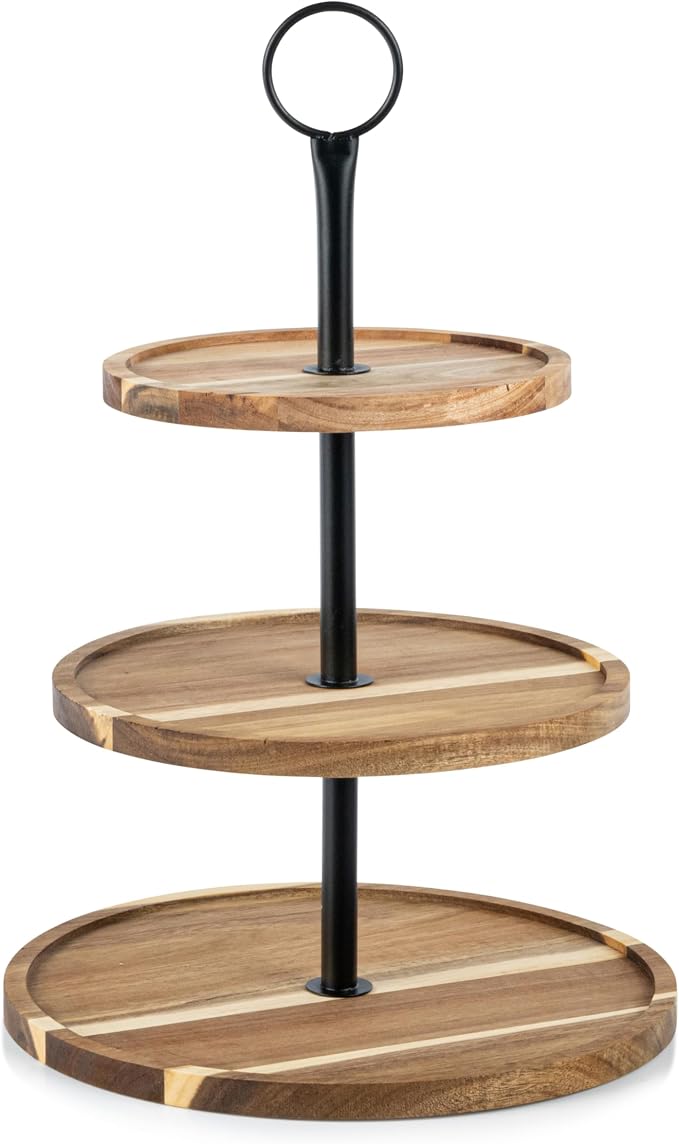 Perco Cupcake Stand, 3 Tier Wooden Tiered Display Stand for 20 Cupcakes – Wood Dessert Table Display Set, Tiered Serving Tray for Weddings, Birthdays, Baby Showers & Events