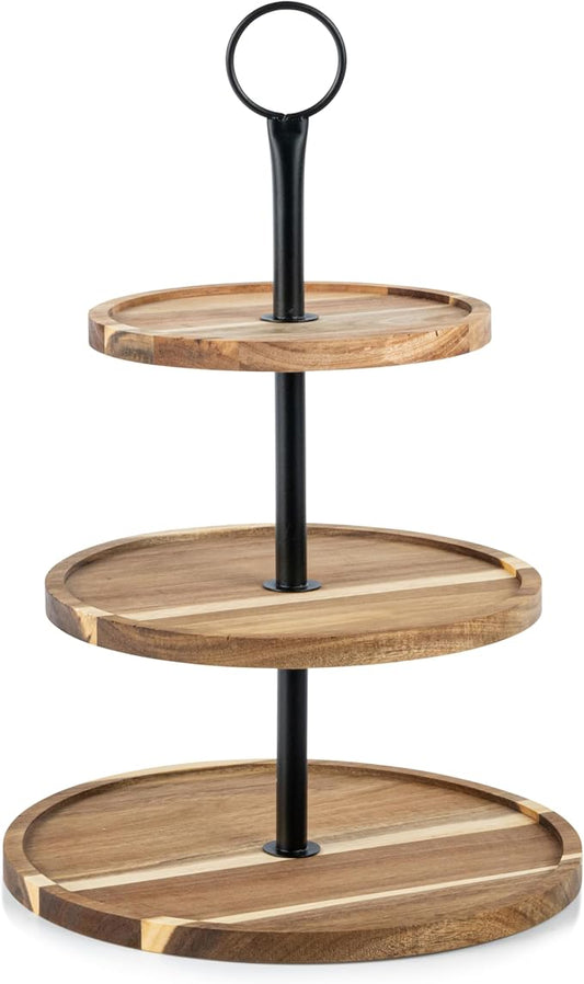Perco Cupcake Stand, 3 Tier Wooden Tiered Display Stand for 20 Cupcakes – Wood Dessert Table Display Set, Tiered Serving Tray for Weddings, Birthdays, Baby Showers & Events