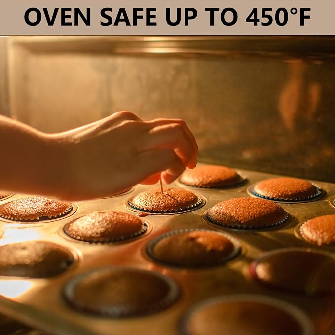 2 Pack Mini Muffin Pan includes 1000 Natural Cupcake Liners, Mini Cupcake Pans Muffin Tin Nonstick 24 Cup, Carbon Steel Baking Pans Tray Baking Supplies