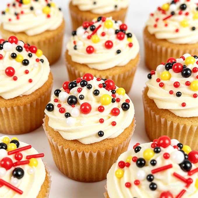 Sentovac Mouse Sprinkle Edible Cake Decorations Red Black White Yellow Pearl Jimmies Confetti Mix Sprinkle Cake Cupcake Topper Cookie Baking Decorations Wedding Party Valentine Birthday Supplies