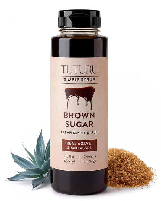 Brown Sugar Agave Simple Syrup for Coffee & Cocktails - Clean Simple Syrup Sweetened with Raw Agave Nectar and Molasses - 13.5 oz