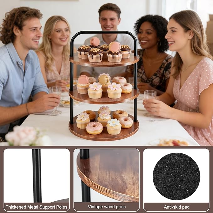 Wooden Cupcake Stand 2 Pack, 3 Tier Large Cupcake Tower Stand 50 Cupcakes, Dessert Stand Cupcake Display Stand Cupcake Tower for Party, Wedding, Birthday, Halloween, Farmhouse Decor