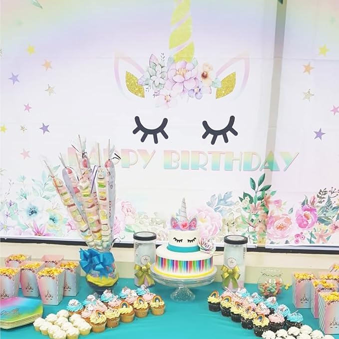 Zkptops Unicorn Cake Topper Birthday Party Supplies Unicorn Birthday Decorations White Horn Cake Topper Accessory with Eyelashes Cute Handmade Reusable Cake Toppers for Girls Kids Women 5.8 Inch