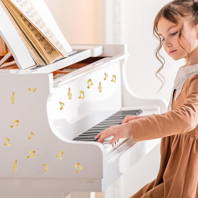 Gold Music Note Stickers, 280Pcs Self-Adhesive Treble Clef & Musical Note Decals for Envelope Seals Party Invitations Scrapbooking Music Themed Party Decorations
