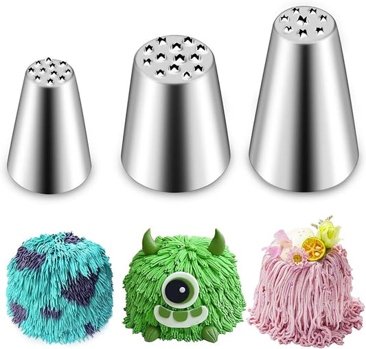 Suuker 3 Pieces Grass Piping Tips Set | 304 Stainless Steel, 233 234 29, Cake Decorating Tips, For Cupcakes, Cake, Cookie
