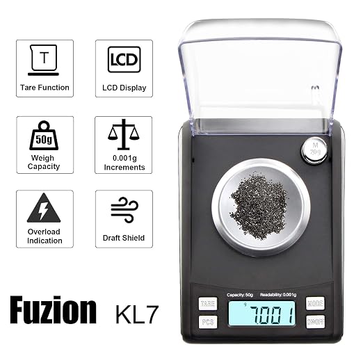 Fuzion Milligram Scale 50/0.001g, Mg Scale with 20g Cal Weight, Micro Scale, Powder Scale for Reloading