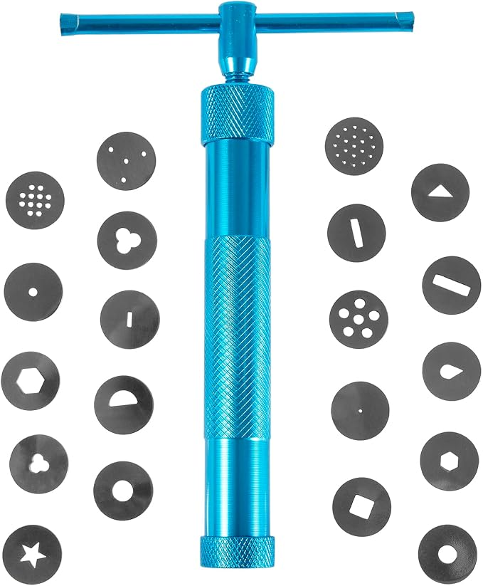 Stainless Steel Clay Extruder Sugar Paste Extruder Cake Fondant Decorating Tool Set Ceramics & Pottery Clay Extruders Mixers & Presses (Blue)
