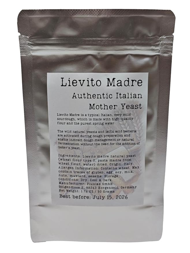 Lievito Madre Starter Culture - Authentic Italian Mother Yeast - Mild Sourdough from Italy for Natural Fermentation, Traditional Baker's Yeast Sourdough with Active Wild Natural Yeasts