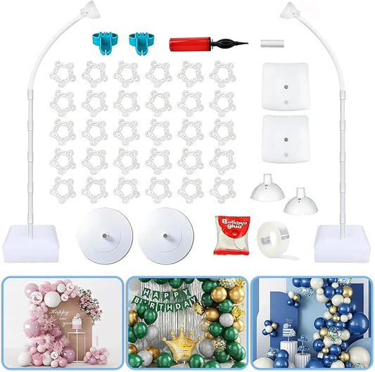 Balloon Arch Kit - Adjustable 8.2FT & 6FT Balloon Arch Stand with Base, Reusable Half Arch Balloon Stand Floor Frame for Birthday Wedding Baby Shower Holiday Graduation Events Decorations (White)