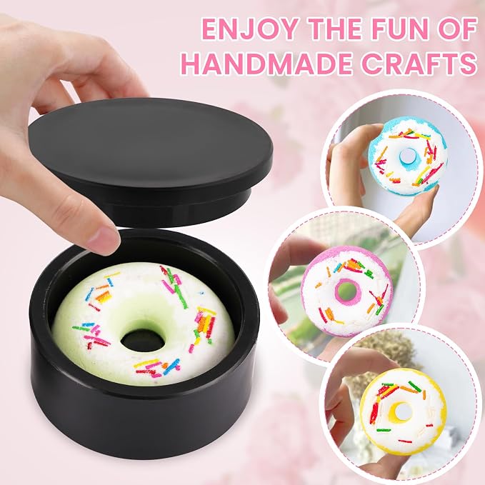 2.5inch Round Soap Shampoo Bar Mold, 3D Plastic Solid Bath Bomb Shower Steamer Press Molds for Making Shampoo Bars, Shower Steamers, Soaps, Bath Bombs, DIY Making Supplies (Doughnut)
