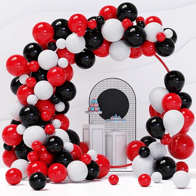 Red and Black Balloons, 120pcs Red White and Black Balloons Garland Arch Kit for Birthday,New Year,Graduation Decorations
