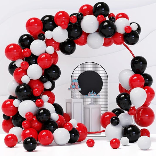 Red and Black Balloons, 120pcs Red White and Black Balloons Garland Arch Kit for Birthday,New Year,Graduation Decorations
