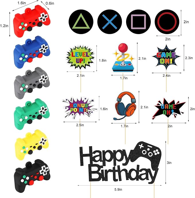 17 Pcs Video Game Cake Topper Cake Decoration Game Birthday Party Supplies