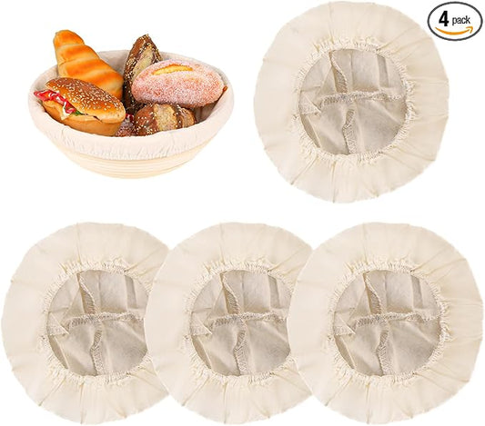 4 Pcs Bread Proofing Basket Cloth Liner Baking Dough Basket Cover Natural Rattan Banneton Proofing Cloth for Bakery Home Baking, about 10 inch