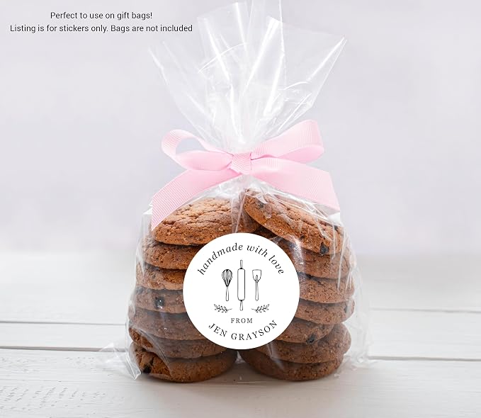 Handmade with Love Stickers, From the Kitchen of Labels for Handmade Items, Bakery Gift Stickers, Business Labels, Baked Good Favor Stickers