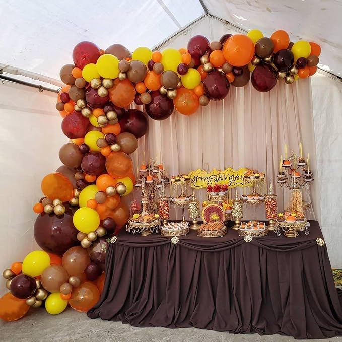 Fall Balloon Arch Kit, Fall Birthday Party Decorations, Orange Burgundy Yellow Gold Confetti Balloons Garland Kit with 6.5 Ft Maple Leaves for Home Thanksgiving Autumn Baby Shower Party Decor Supplies