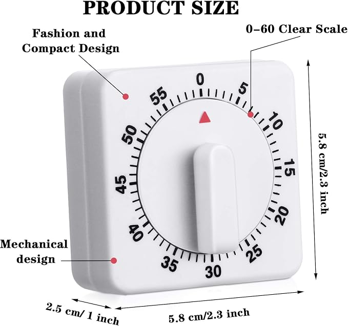 Weewooday 2 Pieces 60 Minute Visual Kitchen Timer Hour Mini Countdown Mechanical Timer Loud Voice for Kitchen, Homework, Exercise
