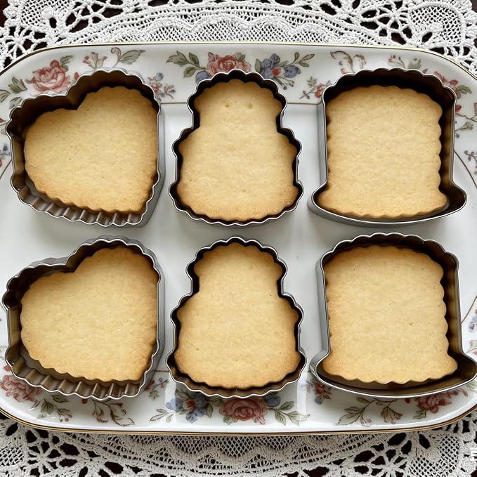 6 Pcs Vintage Double Layer Cake Cookie Metal Biscuit Molds Cutter Vintage Cake Cookie Cutters Set Stainless Steel Mold for Birthday, Wedding, Christmas, and Holiday Cookies