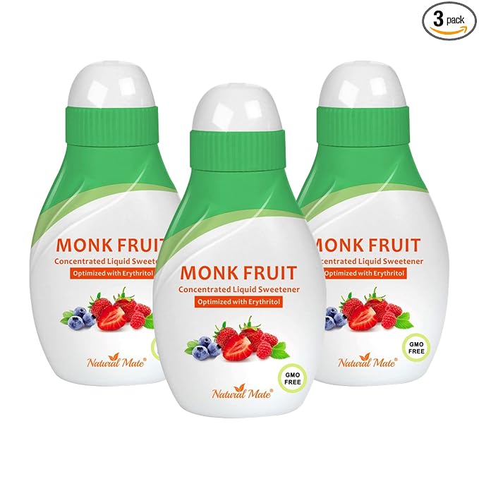 Monk Fruit Concentrated Liquid Sweetener (Optimized with Erythritol) 1.33 FL OZ (37 mL)-3 Pack