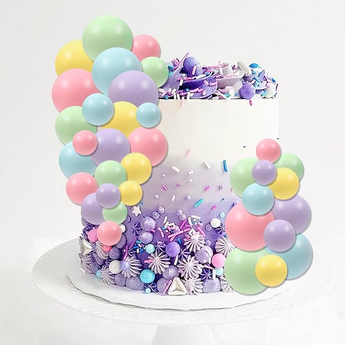 30 PCS Balls Cake Topper DIY Cake Insert Toppers Ball Cake Picks Cupcake Topper for Birthday Party Baby Shower Wedding Cake Decoration(Colorful)