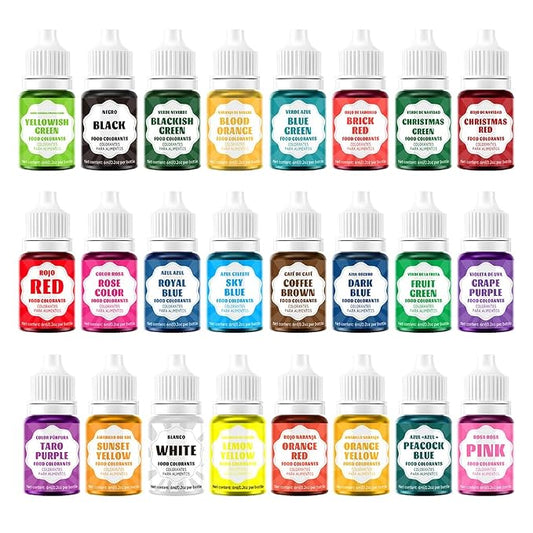 Food Coloring - Concentrated Liquid Food Coloring Set - Neon Liquid Food Color Dye for Baking, Decorating, Icing, Cooking, Slime Making Kit and DIY Crafts, 6ml Bottles (0.2 Fl. Oz) (0.2 Fl. Oz(Pack of 24))