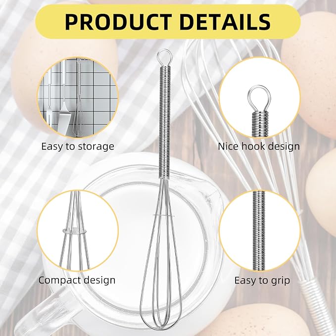 Baderke 30 Pcs Mini Whisk Bulk Small Whisks for Cooking 304 Stainless Steel Tiny Whisk for Baking, Whipping, Beating Eggs, Mixing Sauces, Blending Ingredients (8 Inch)