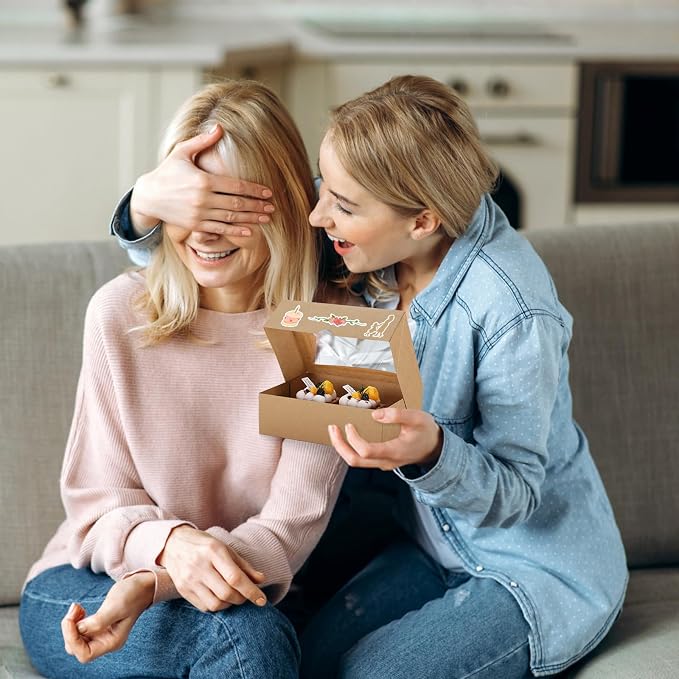 Eupako Cookie-Boxes-with-Window-8x6x2.5-Inhces-25pcs-Auto-Popup-Brown-Treat-Boxes for Bakery, Donuts, Candy, Pastry, Cupcakes, Biscuits, Chocolate Strawberries