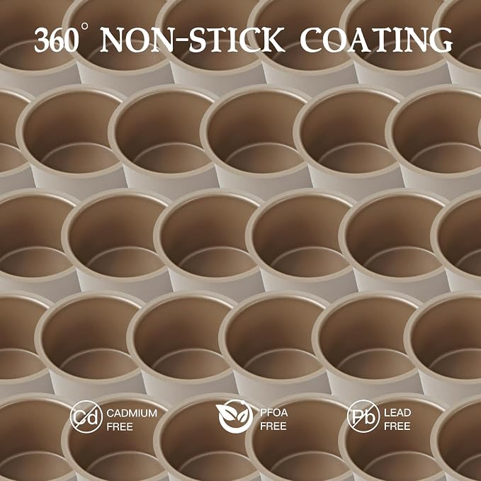 Stackable Muffin Pan Set, 6 Individual Nonstick Muffin Cups | Modular Carbon Steel Cups with Easy Release Design for Space-Saving Baking